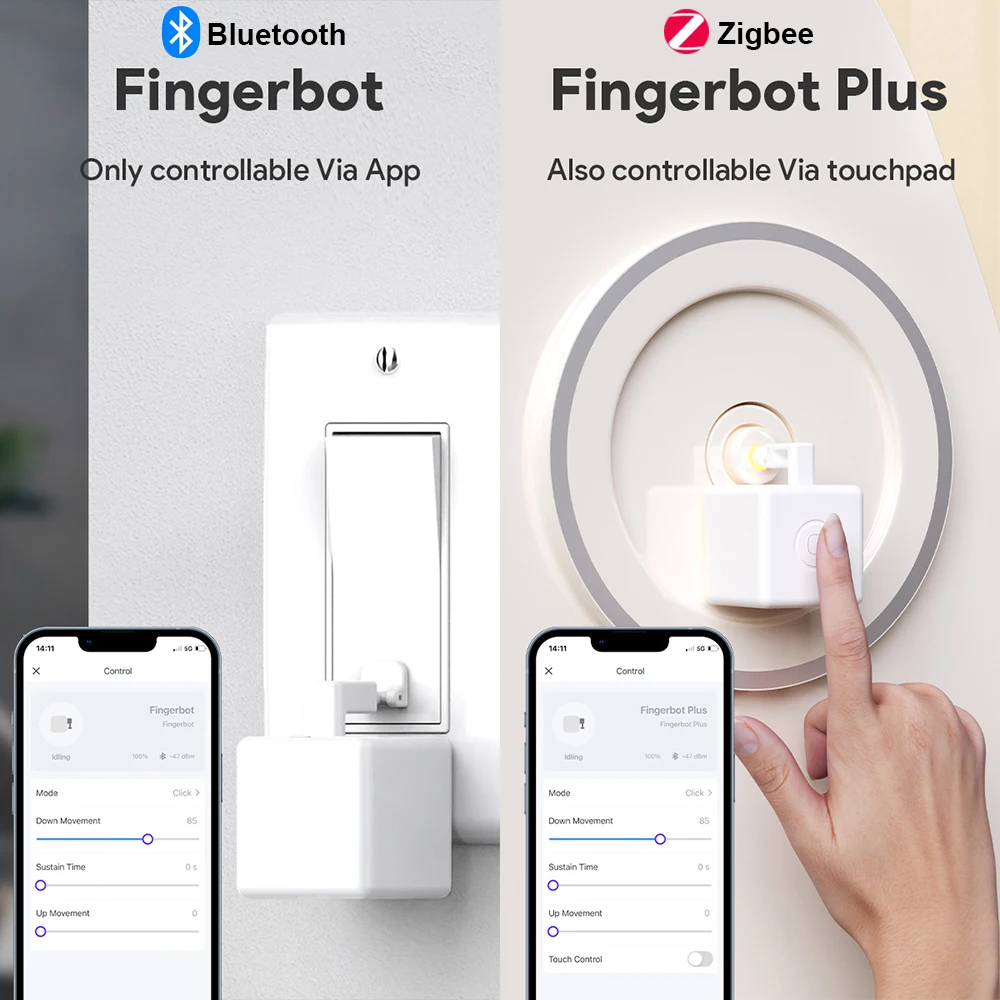 Tuya Zigbee Bluetooth Smart Fingerbot Plus Switch Button Pusher Smart Life App Control Via Alexa Google Home Alice (Require Hub)