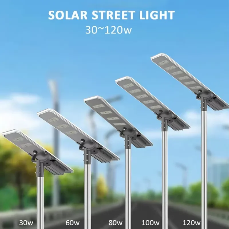 for Solar Pole LED Street Light 20W 60W 100W 120W Sensor with Remote Aluminum Alloy Lamp Body Factory Price
