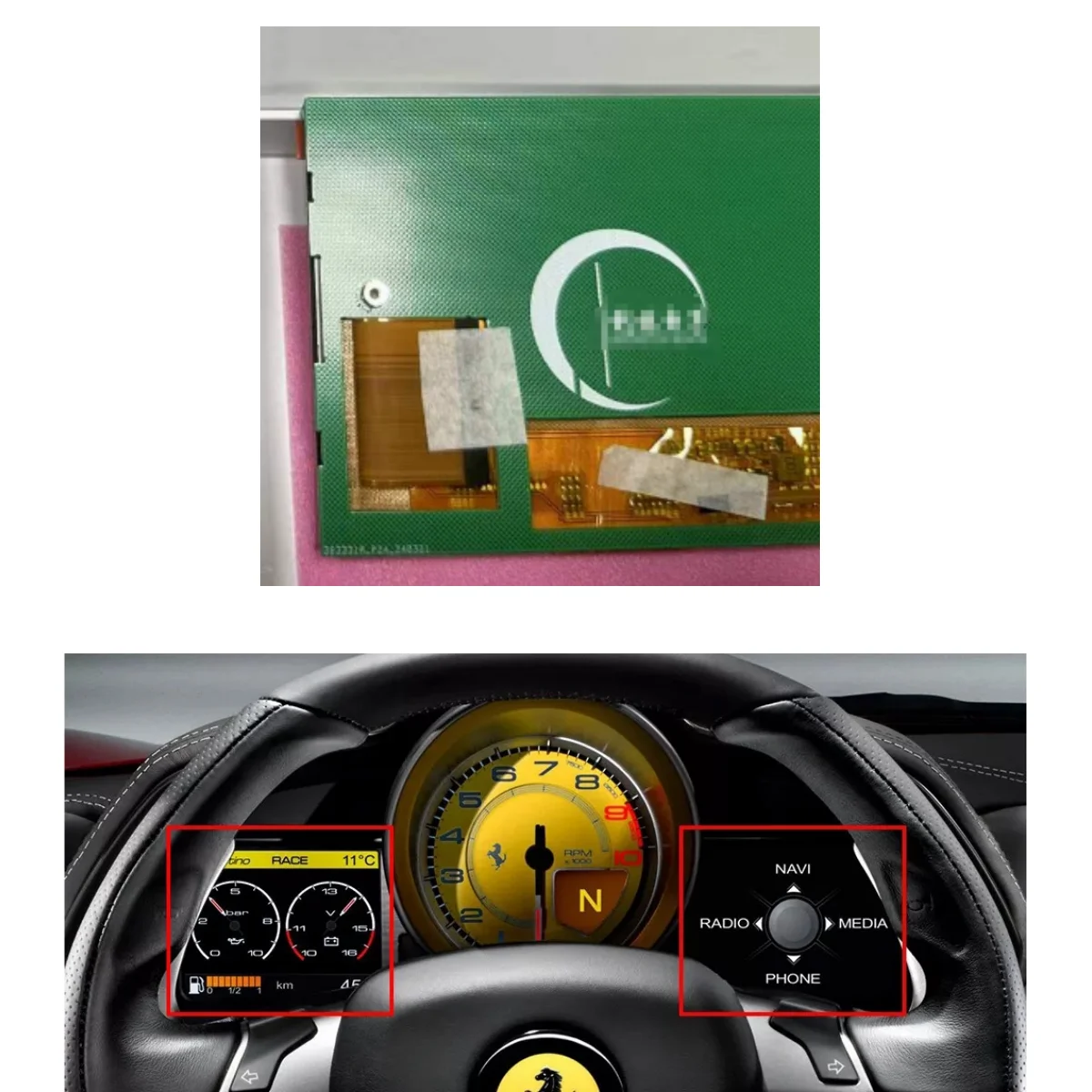 

LCD Display For Ferrari 458 Instrument Cluster Dashboard Screen Repairment