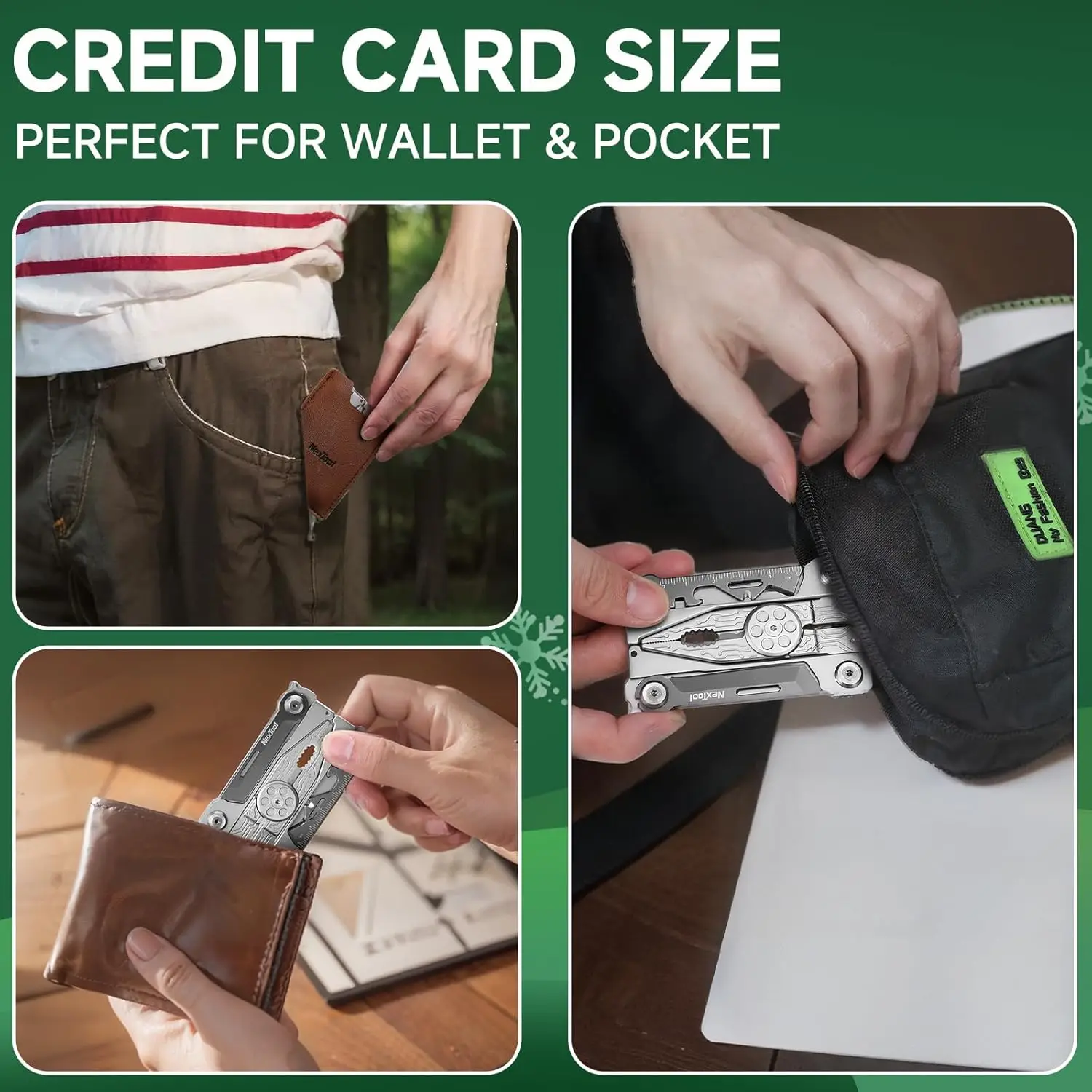 

NexTool Silver Blade EDC Tool Card Size 14 In 1 Multi Tool Multi-function Thin Pliers Lightweight Multitool Gifts for Men