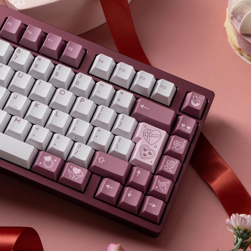 Keycaps PBTfans Blush ABS Keyboard Mekanik Kustom Dua Warna MX Keycaps Pink Lucu Manis Keycaps Cheery Factory Height