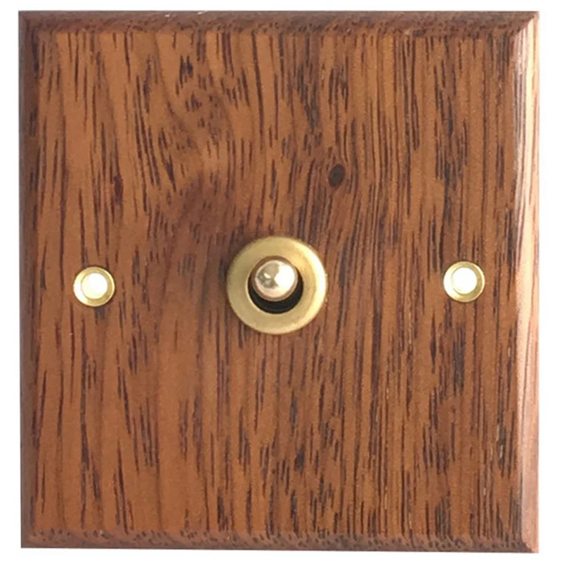 

3X 86 Type Solid Wood Panel Switch Wall Light Retro Brass Toggle Switch Wood Grain Electrical Switch Socket 1- Switch