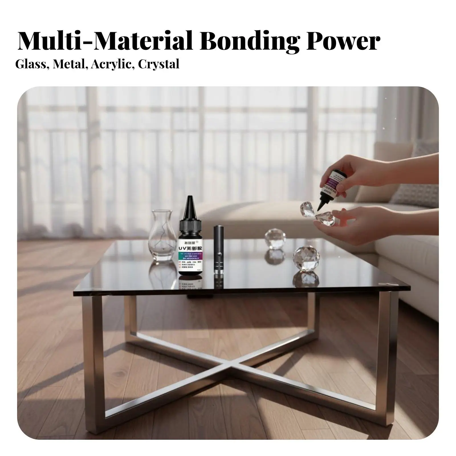 Strong Bond Adhesive Resin Glue Light Activated for Glass Crystal Jewelry Making Transparent Finish Workshop Repair Tool
