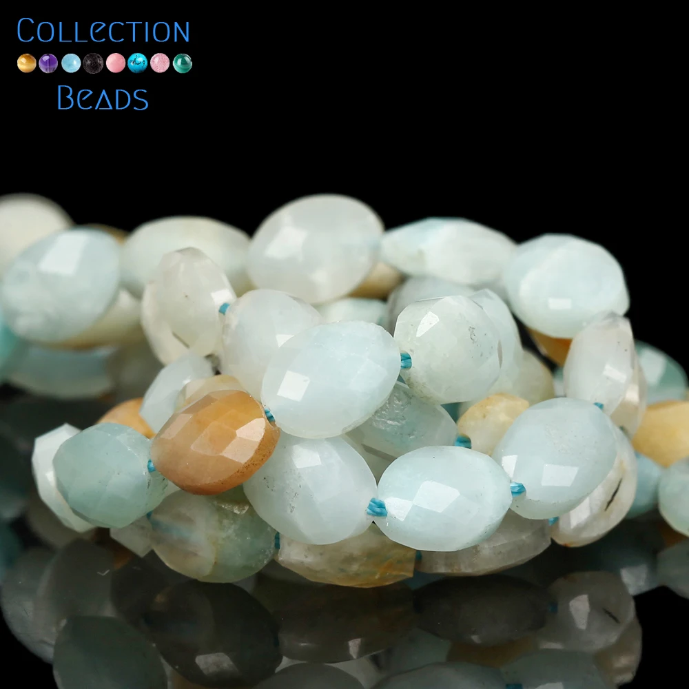 23pcs 6x8mm Natural Amazonite Faceted Ellipse Shape Loose Spacer Beads for Jewelry Making DIY Bracelet Necklace Accessories