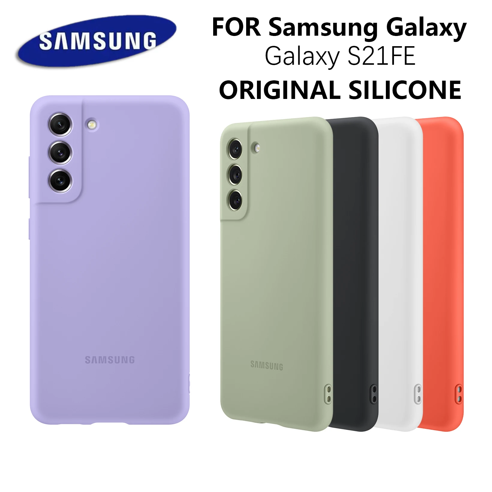 For Samsung Galaxy S21 FE Original silicone case S21FE certified products Skin friendly S 21FE Shockproof phone cover