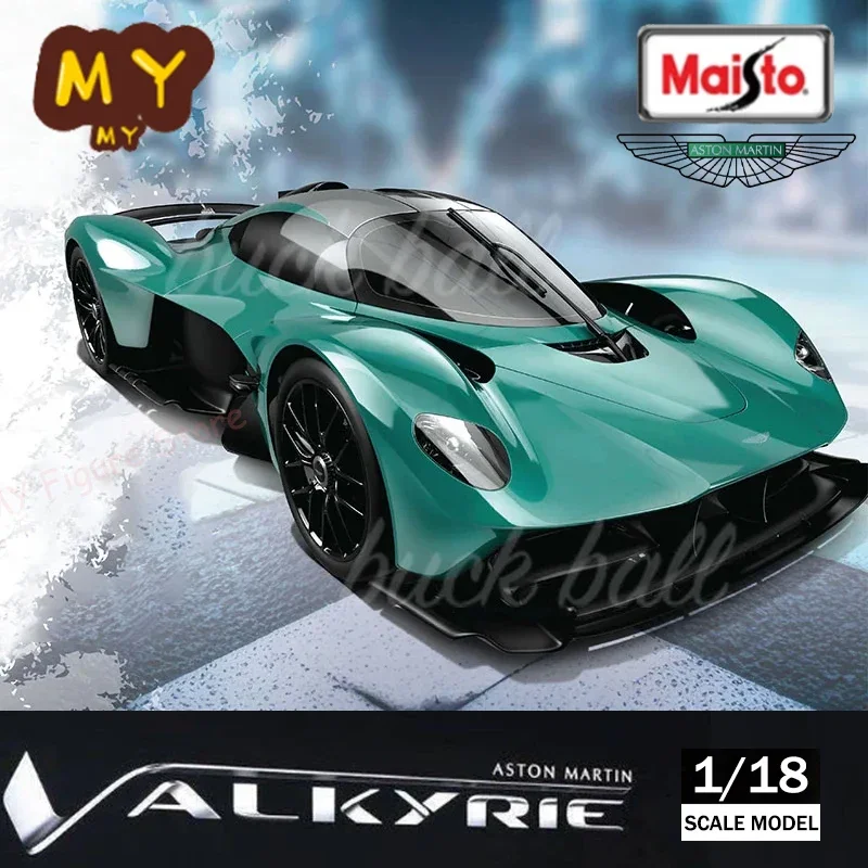 New Maisto 1:18 2022 Aston Martin Valkyrie Hardcover Diecast Hypercar Valkyrie Model Green Acrylic Box Alloy Car Model Toy Gift