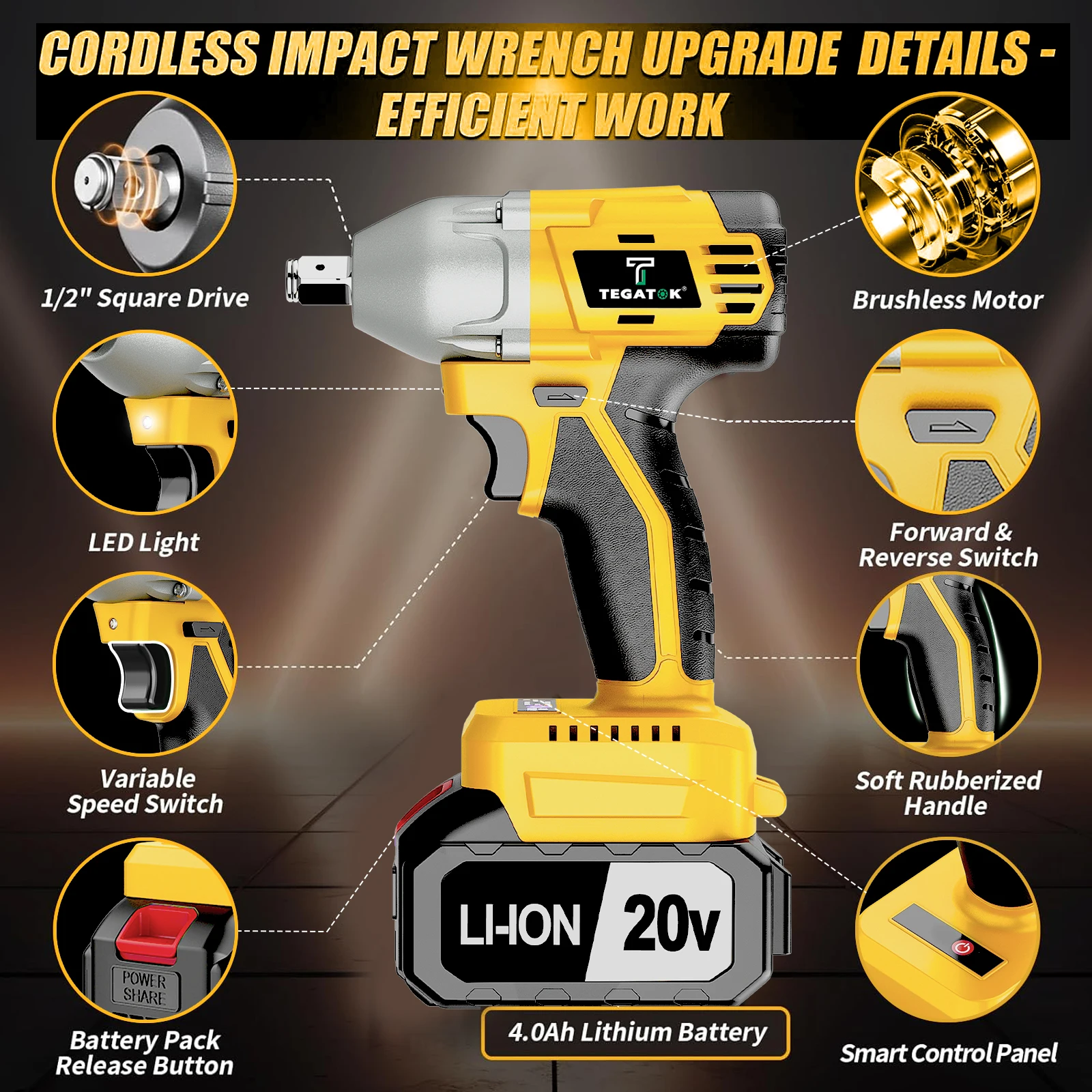 مفتاح ربط كهربائي 3 في 1 مع عزم دوران عالي 430 نيوتن متر مفتاح كهربائي بدون فرش لأدوات صيانة السيارات مفتاح ربط لاسلكي 20 فولت كهربائي