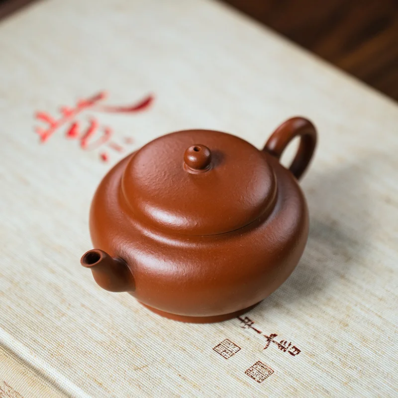 130ml Flat Gd Purple Clay Teapot Handmade Sketch Teapot Raw Ore Zhao Zhuang Cinnabar Sand Fujian Guangdong Kung Fu Tea Set