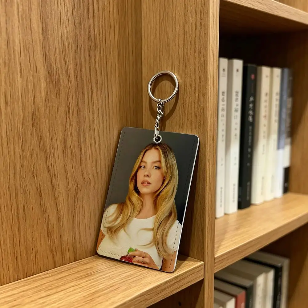 Sobeautiful S-Sydney Sweeney Card Holder Keychain Badge Holder Card Pass Hang Rope Lariat Lanyard for Key Rings Accessories Gift