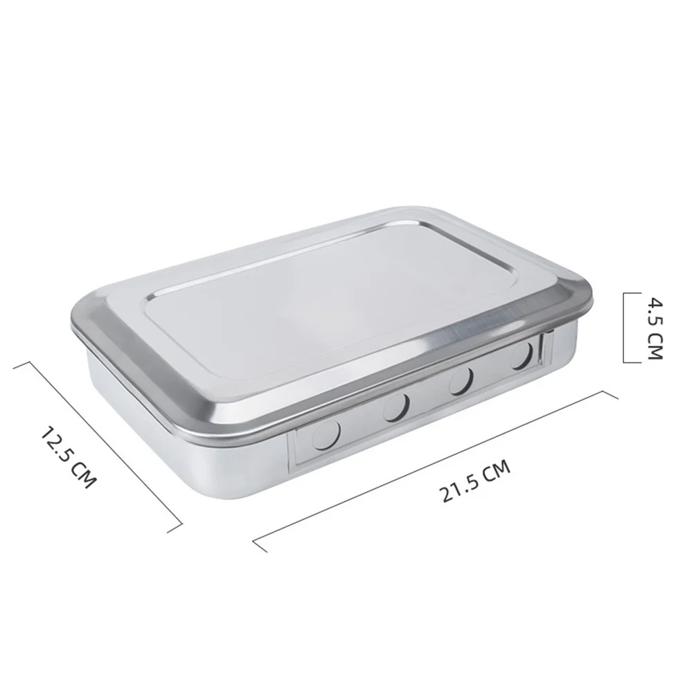 

1pc Stainless Steel Box With Lid Hole Silver Multi-Purpose Soaking Tray For Medical Tools Storage Practical Nail