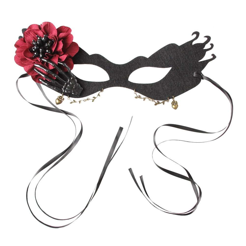 

Half Face Mask Halloween Cosplay Women Skull Flowers Decorative Straps Adjustable Comfortable Quality Material Face Cover Props