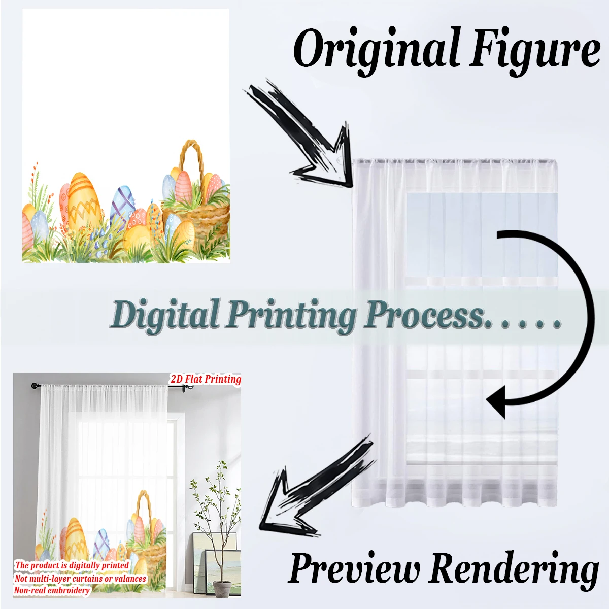 Tenda trasparente con stampa piatta di fiori gialli, tessuto leggero, per la decorazione di porte e finestre di casa, camera da letto del soggiorno