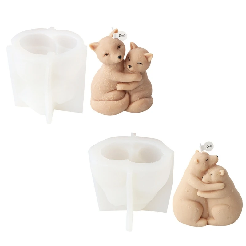 

Exquisite Aromatherapys Candle Mold 3D Hug Foxes Bear Mold Animal Gypsum Ornaments Mold Candle Maing Fondant Mold Craft K3ND