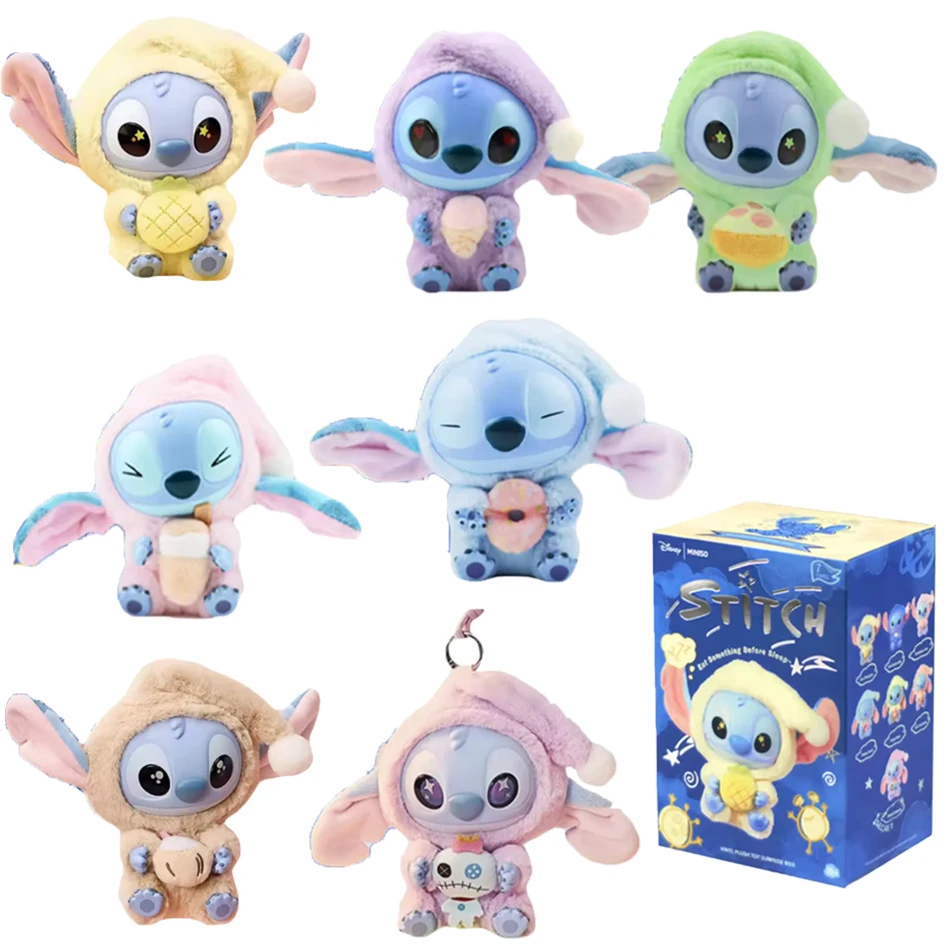 

Новая серия Stitch Sleeping and Eating Stitch Blind Box, милая плюшевая кукла, 6 стежков, плюшевые подвески, аниме, периферийные устройства, плюшевые игрушки из ПВХ