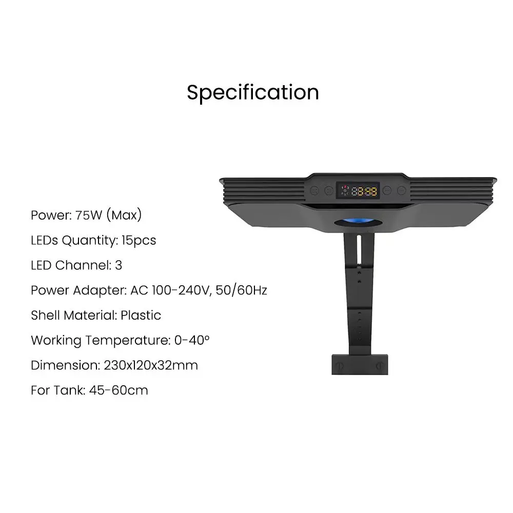 V3 LED Coral Reef Aquarium Light Spectra Aqua Knight Full Spectrum Programmable Sunrise Sunset 60W Saltwater Fish Tank - Image 6