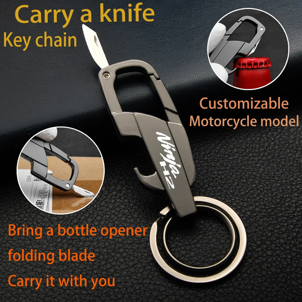 For KAWASAKI NINJA-H2 Titanium Motocar KeyChain Super Lightweight Titanium EDC Tool Keychain Hanging Buckle Motorcycle Key Chain