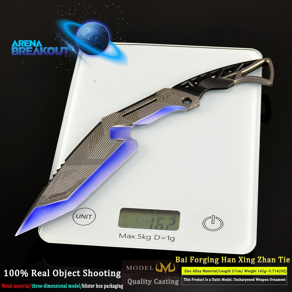 Couteau de dérivation d'arène 27cm/10.63 pouces, épée de mêlée, poignard à cent forgés, jeu Katata, modèle d'arme en métal, jouets pour garçons, cadeaux