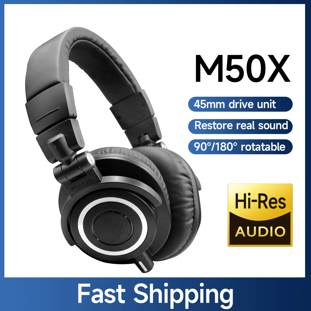 ATH-M50x Professional Monitor Bluetooth Headphones Closed-back Dynamic Sound Bluetooth HiFi Headsets Foldable Earphones