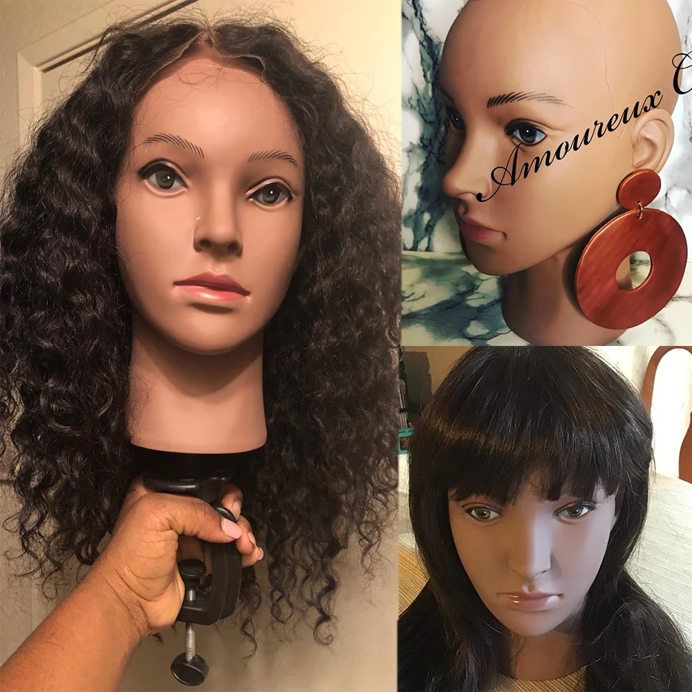 AFRO African Bald Doll head Mannequin Head For Making Wig Hat Display Cosmetology Manikin Head Female Dolls Training Head