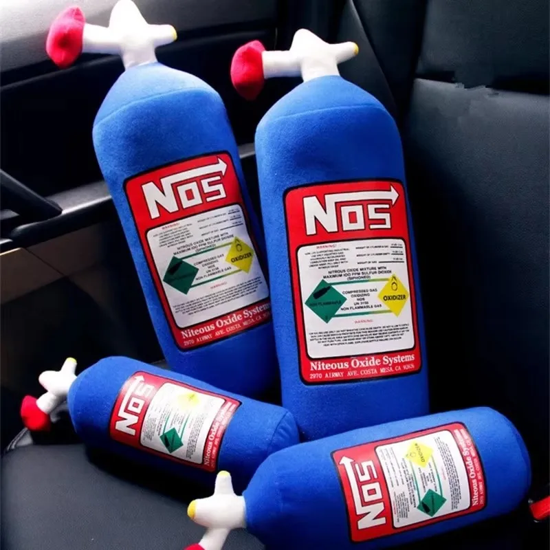 NOS Nitrous Oxide Bottle Plush Toys Pillow Stuffed Soft Turbo Cushion Gifts Car Interior Decorative Headrest Backrest Seat Neck