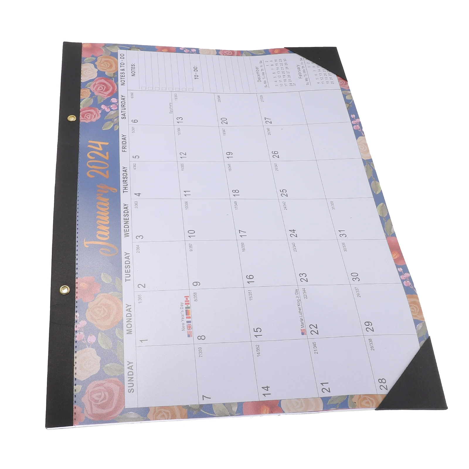

18-Month 2024-2025 English Wall Calendar Large Floral Design 2024.1-2025.6 Random Pattern High-Quality Paper Household