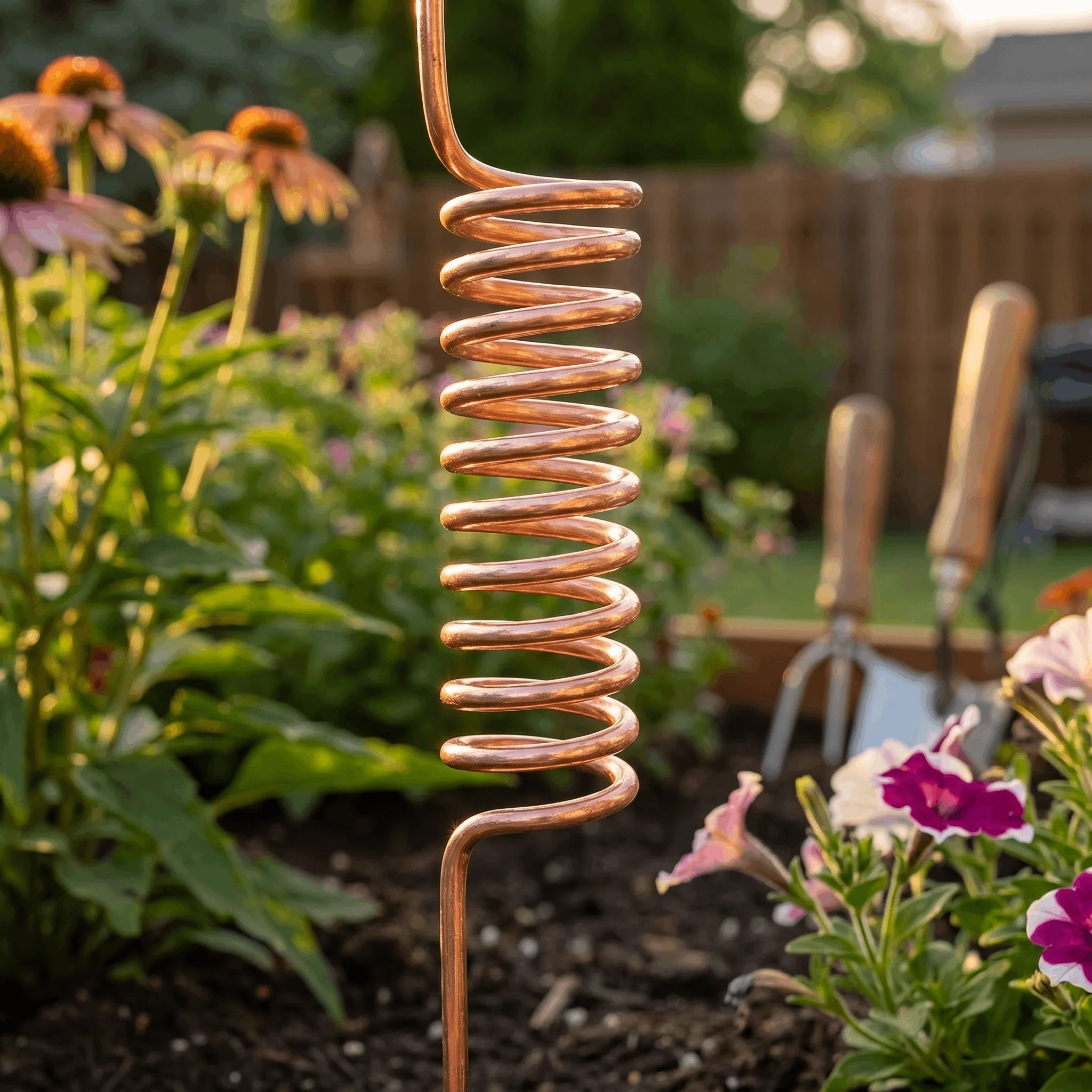 Electroculture Copper Plant Stakes Tensor Ring Garden Coil Antenna Vegetable Flower Root Growth Booster Support Patio Yard