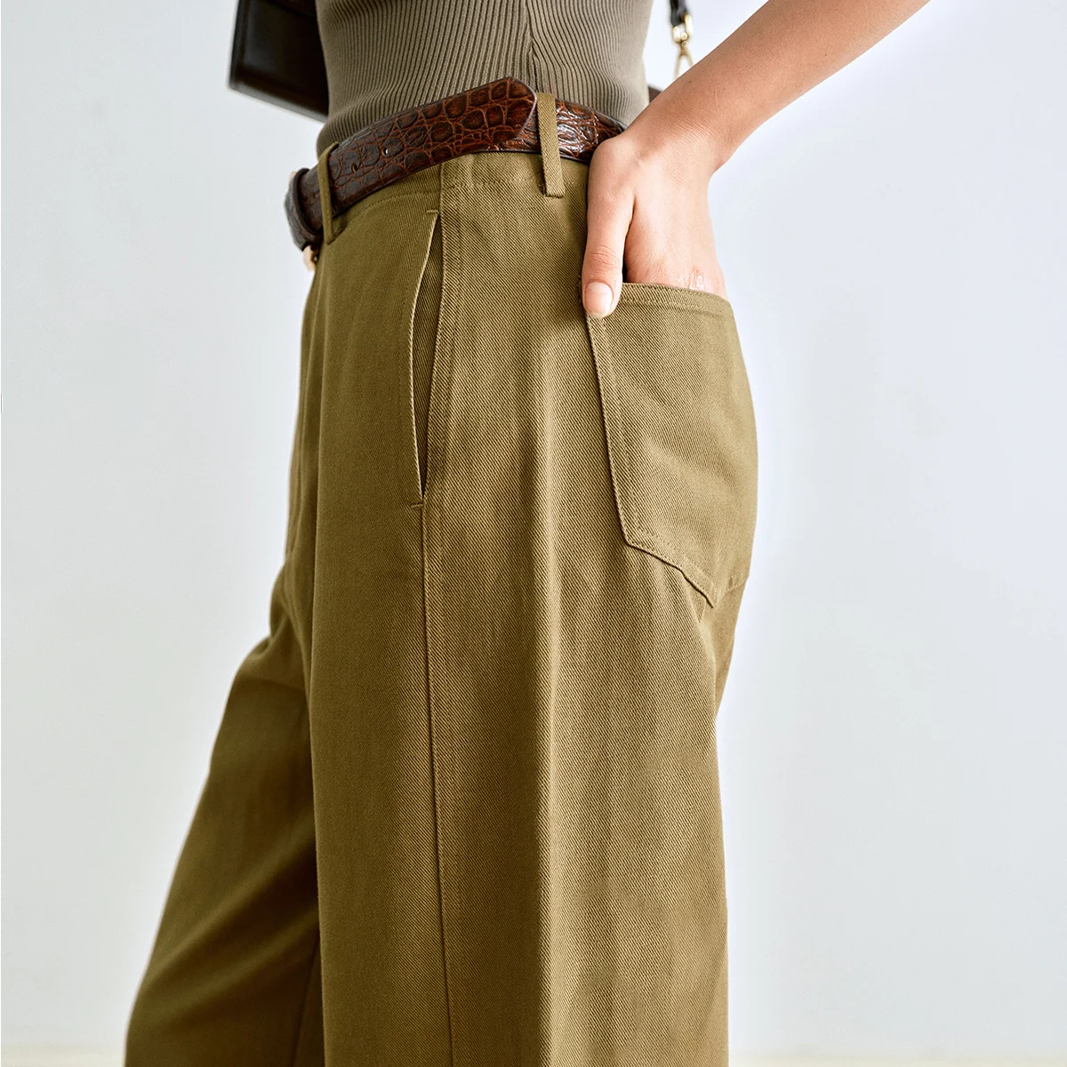 OLrain Casual Hong Kong Style Pants 2025 New Women's Autumn Versatile Relaxation Pant Loose Solid Straight Trouser O57QK000661