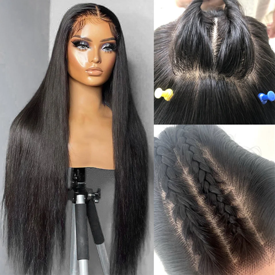 

13x4 HD Silk Base Lace Front Wigs Bone Straight 200% Human Hair Transparent Pre Plucked 5x5 Silk Top Base Wigs for Women