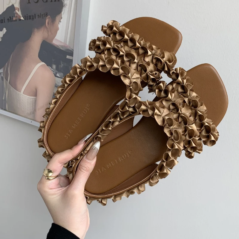 

Street Style Design Slippers Women Comfort Non-slip 2025 Summer New Slides Ladies Fashion Brand Designer Flats Sandals Women