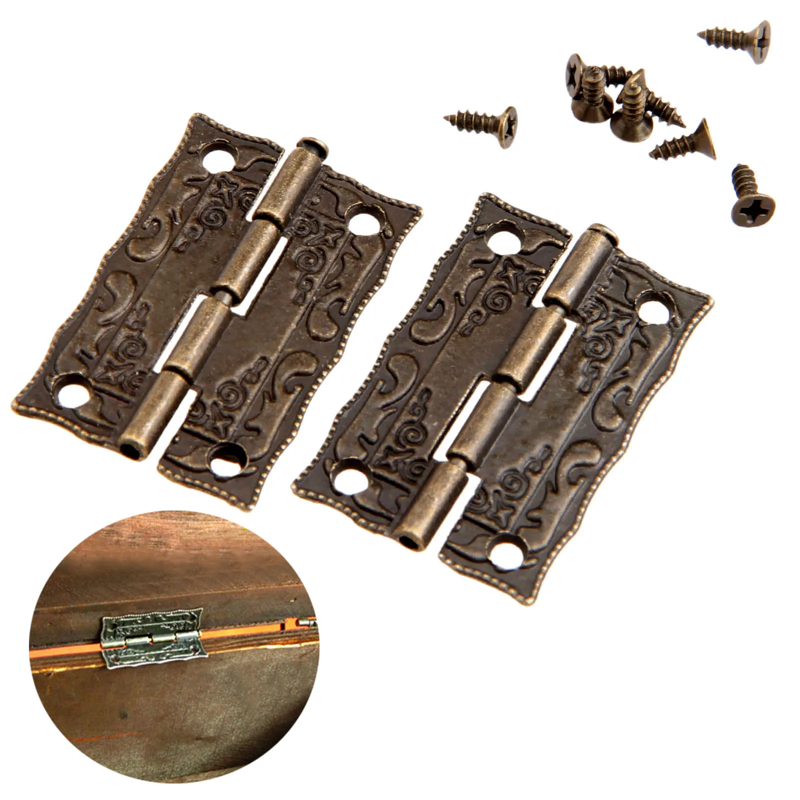 2Pcs 36x23mm Antique Bronze Cabinet Hinges Furniture Accessories Door Hinges Drawer Jewellery Box Hinges For Furniture Hardware