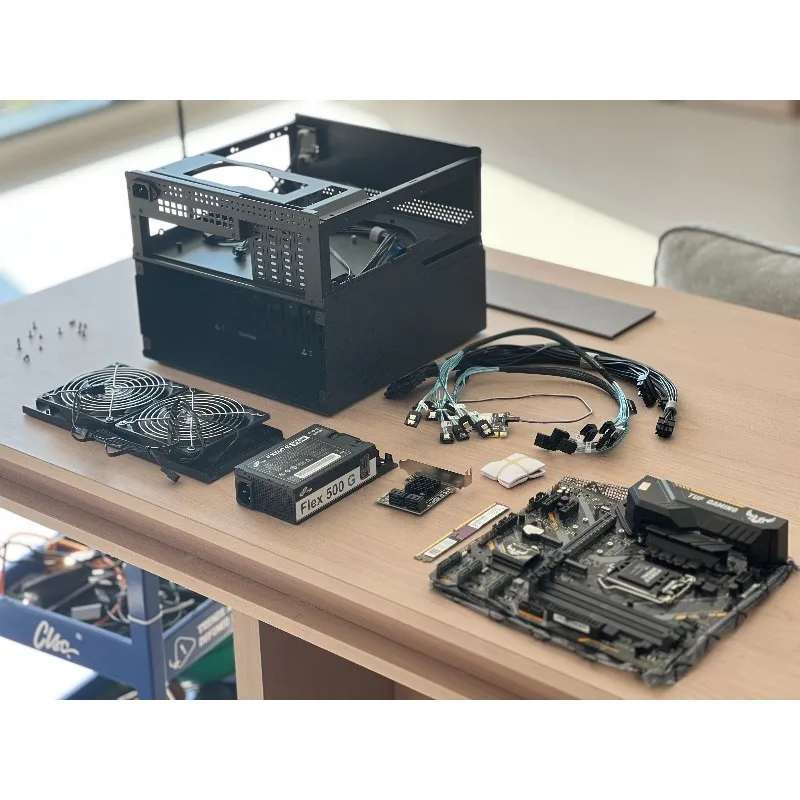12-Bay Hot-Swap NAS Chassis N10, Aluminum with 4 PCIe Slots, MATX Board & 1U PSU Support, for High-Capacity Storage