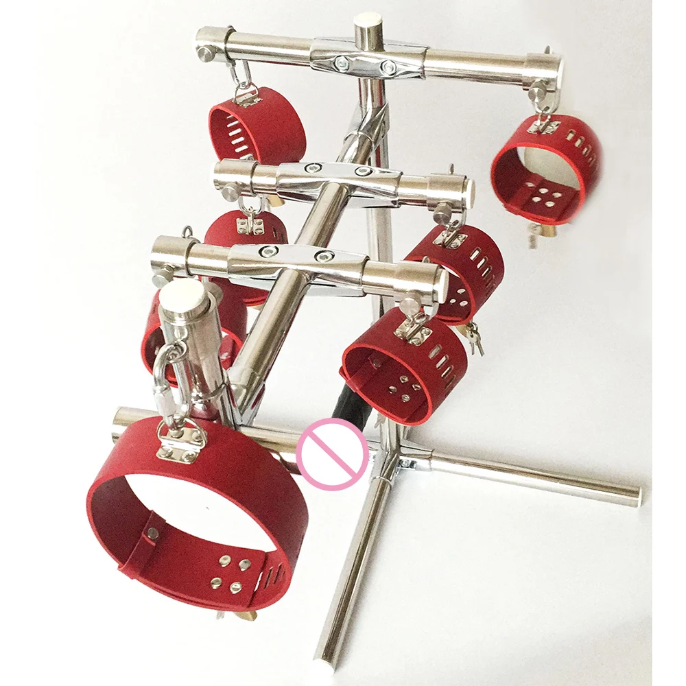 Manjoy Stainless Steel Rack Open Leg Bar Bondage Fixed Rack Ankle Handcuffs Collar Stainless Steel Constraint Couples