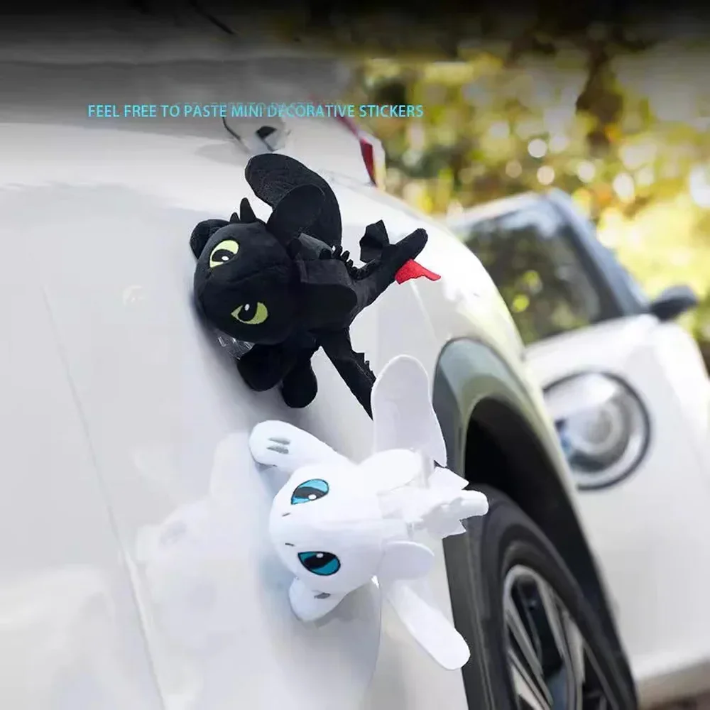 Kawaii Anime Dragon Tamer Toothless Baby Wings Moving Roof Doll Cute Cartoon Car Exterior Sunroof Pendant Doll Toys Kids Girl