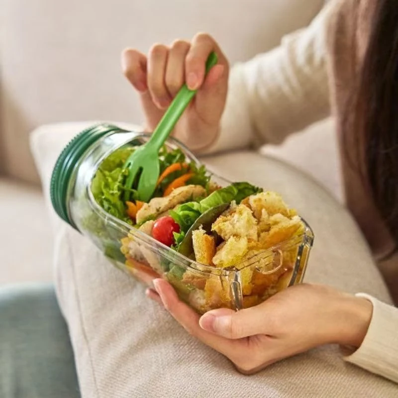 La cápsula para ensalada original, un recipiente para ensaladas portátil con tapa de apertura lateral, es perfecta para uso doméstico, suministros para actividades al aire libre