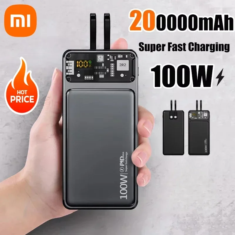 

Xiaomi 200000mAh Power Bank 100W Super Fast Charging Built Cables Powerbank Large Capacity Portable External Battery For iPhone