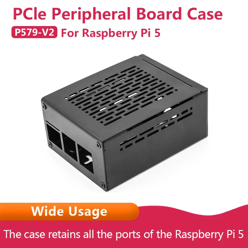 PCIe Peripheral Board Case For Raspberry Pi 5 P579-V2, for RPi 5 PCIe to M2 NVMe Expension Board, Retains all ports of PI5