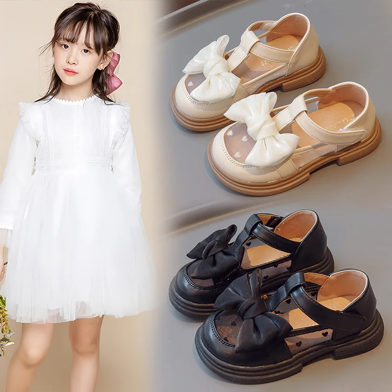 

Summer Girls Children Leather Shoes Soft-Soled Fashion How-Cuts Princess Kids Shoes Size 26-36