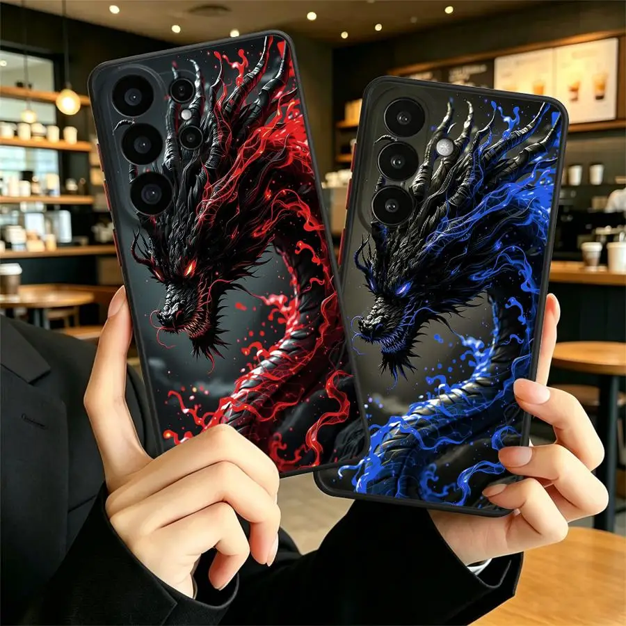 Blue Dragon Funda Back Phone Cover Case for Samsung Galaxy S26 S20 FE S25 Ultra S23 FE S21 S22 S24 Plus Note 20 Ultra 10+