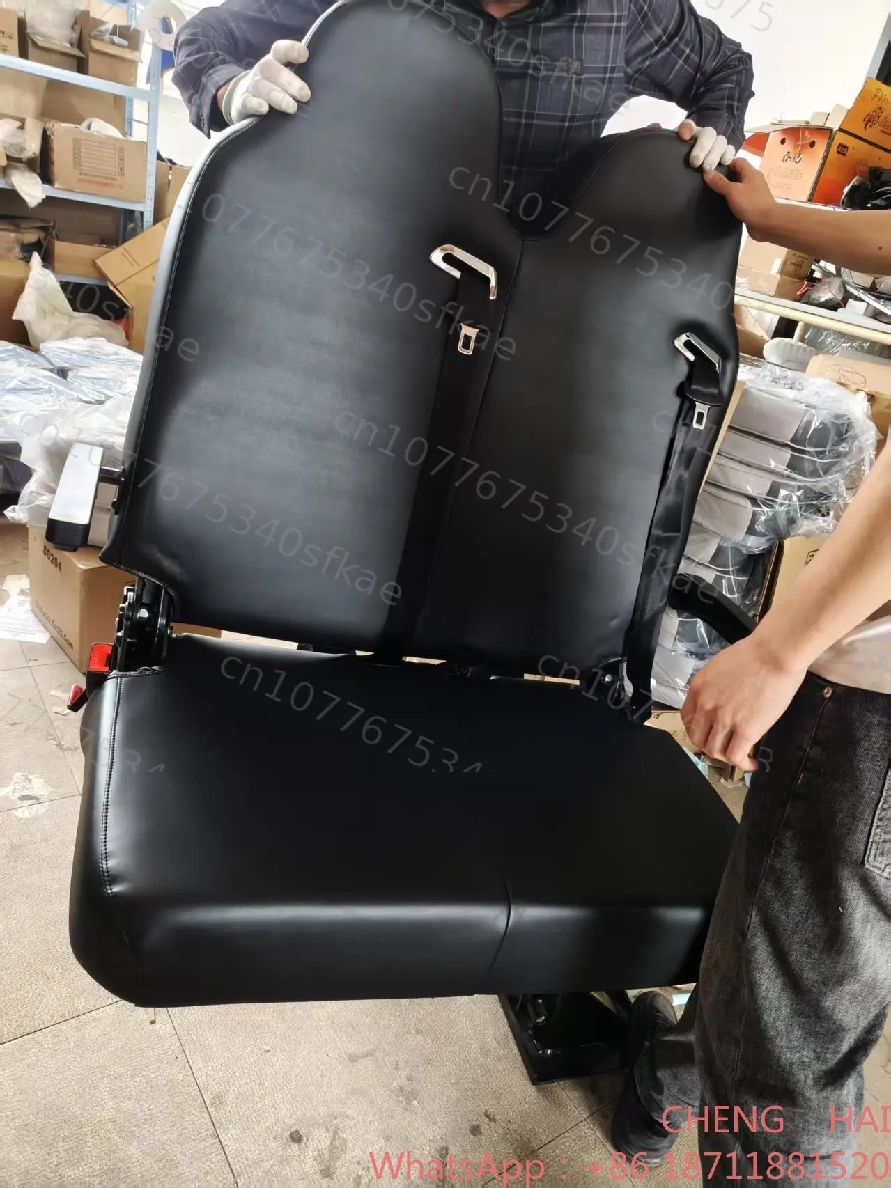 Customized Universal Foldaway Bench Seat for Camper Van Mounted Full High Back Passenger Seat with Headrest Compatible with Tran