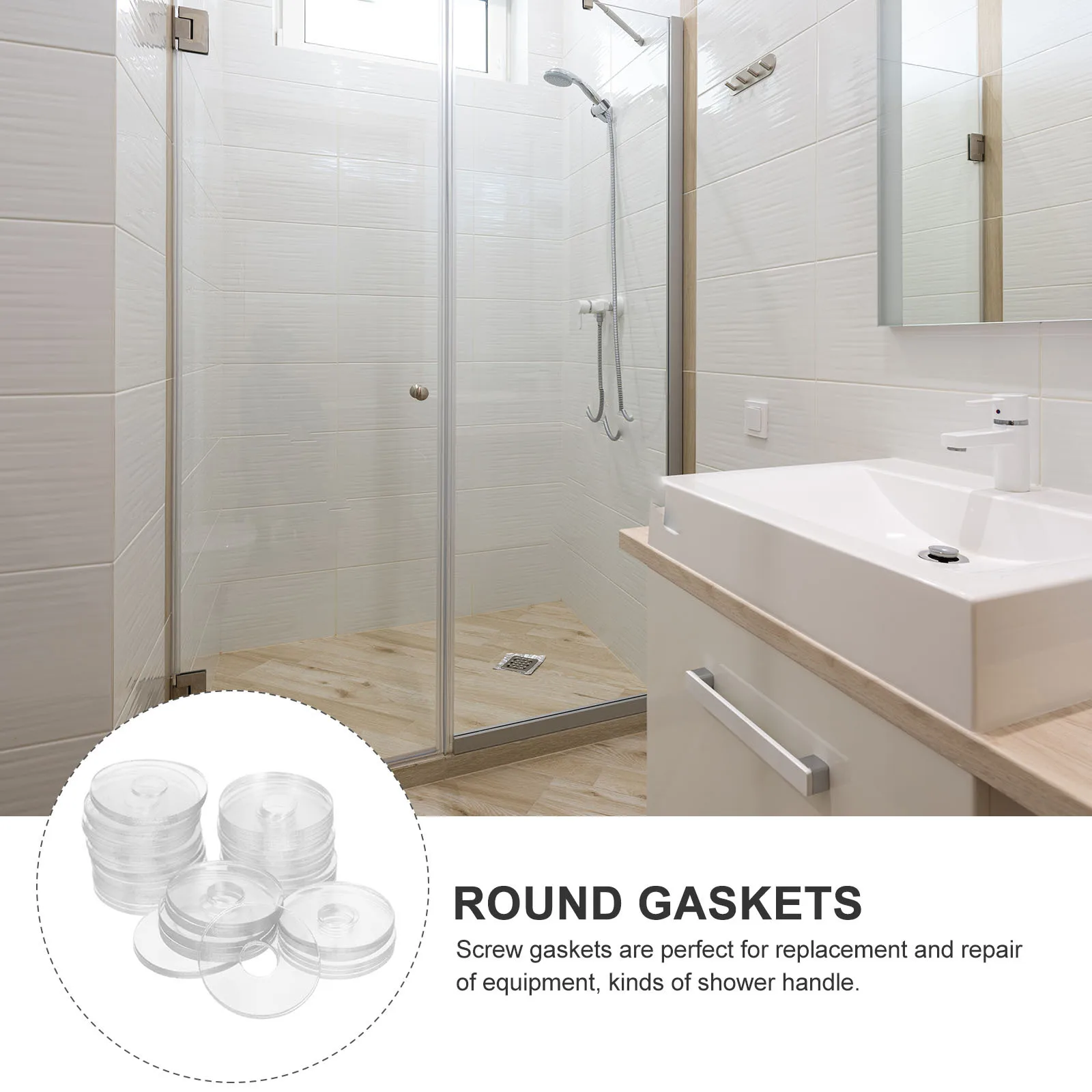 

50pcs Clear Screw Gaskets Vinyl Washers For Shower Handle Repair Flat Gasket Replacement Multi-Use Fastening Washers Sealing