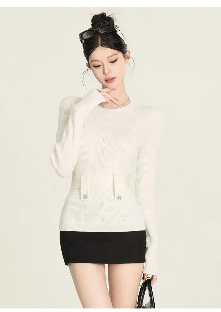 Fans-made Jenie's Blue White Elegant Knitted Pullover Sweater 006