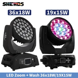 19x15W RGBW DMX /36x18W LED Wash Zoom Moving Head Projector For DJ Disco Party Stage Ball