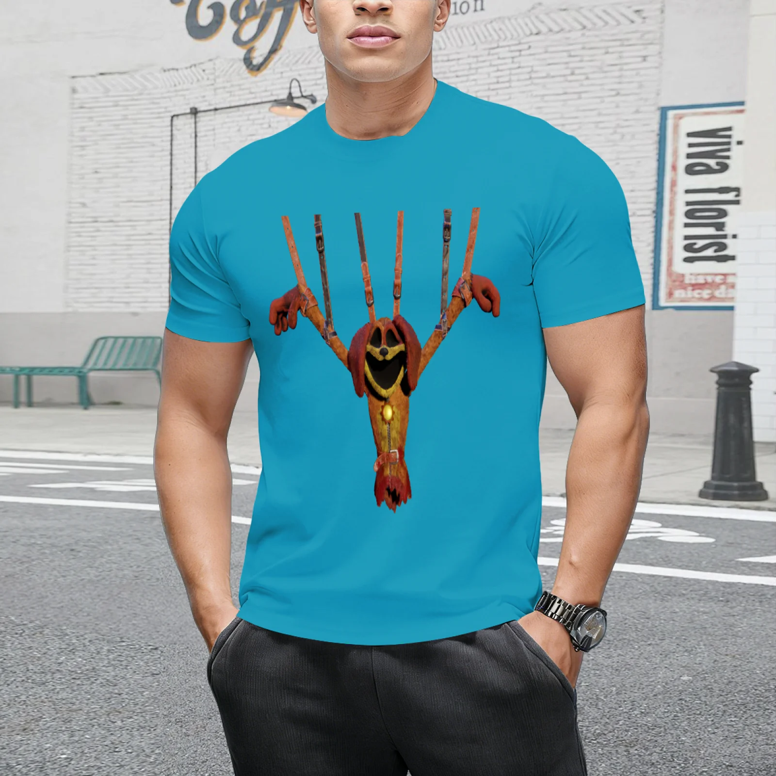 Boxy Boo Horror Game Merch Lake Blue T Shirt Unisex O-Neck Short Sleeve Fans Collection Casual Top