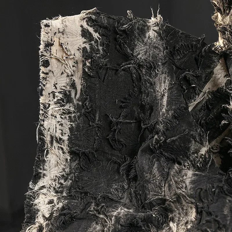 

Ткань из льна и хлопка с эффектом тай-дай, 50x140 см, с текстурой и кисточками, с цветочным узором, для рукоделия, пошива платьев, свадебных и праздничных украшений