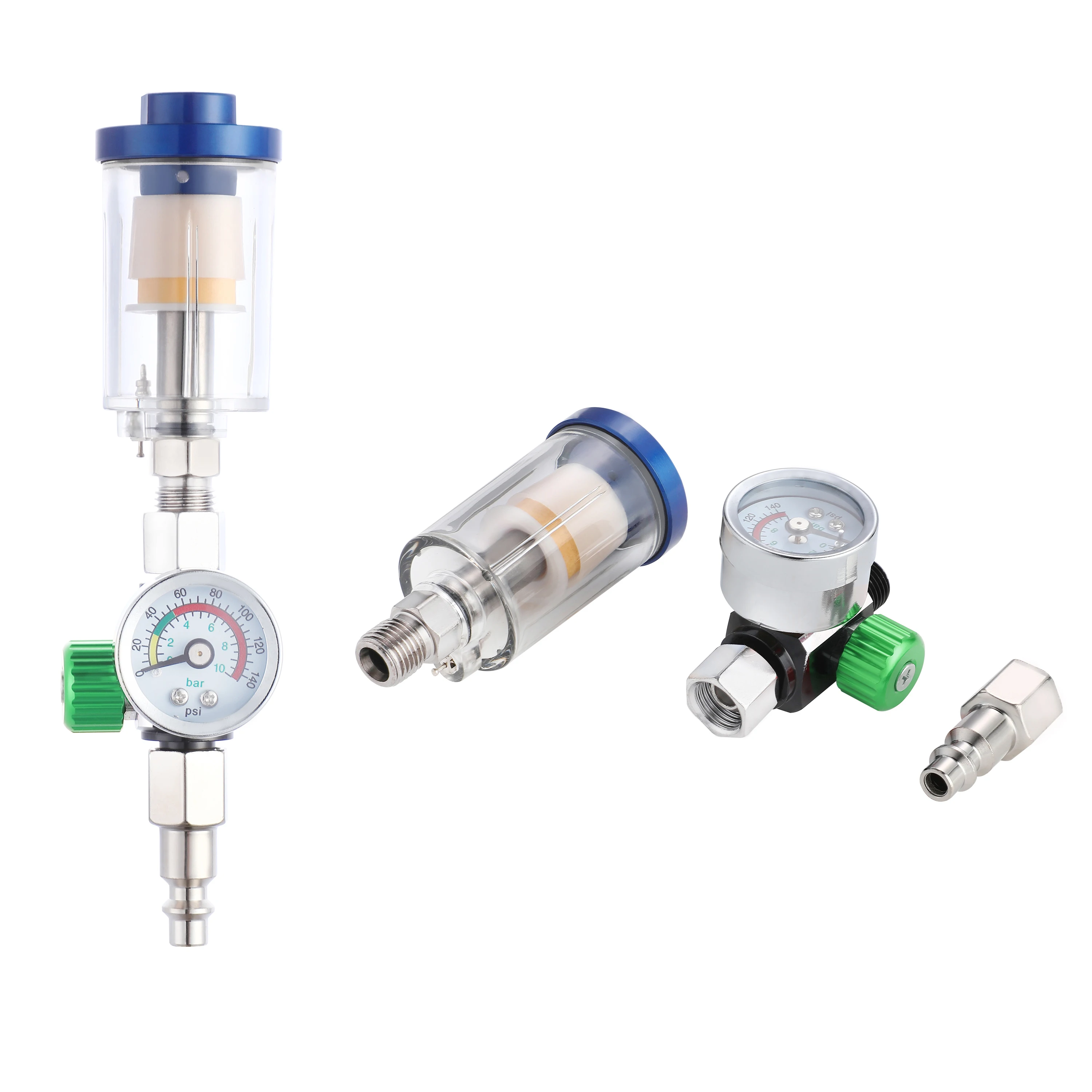 

In-line Oil Water Separator Filter Separator Spray Gun Air Regulator Pressure Gauge with US Adapter for Spray Gun Air Tool