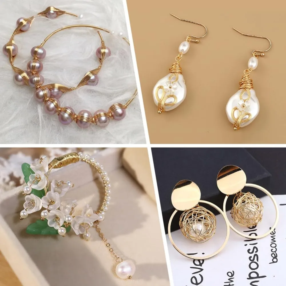 28 مقياس حبة سلسلة سلك 54.6 ياردة/50 متر 14K مطلية بالذهب النحاس الحرفية سلك جولة مصقول تشويه مقاومة انحناء أطقم