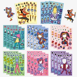 8/16 Sheets Funny Make a Face Puzzle Stickers Aesthetic Assemble Jigsaw DIY Cartoon Sticker Kids Educational Toys