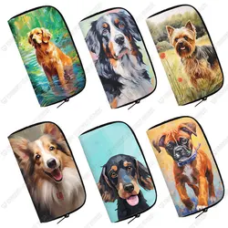 Oil Painting Dog Pattern Long Wallet Colorful Puppy Women Purse Golden Retriever ID Credit Card Holder Labrador Dog Zipper Pouch