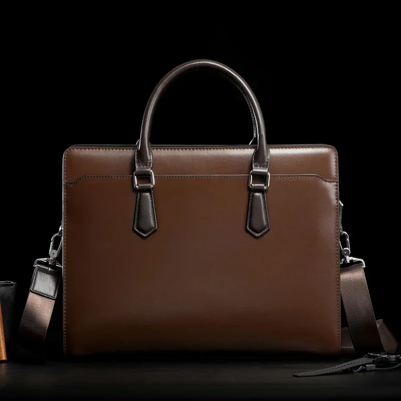 Business briefcase leather password lock handbag cowhide computer bag single shoulder diagonal cross bag lawyer bag large capaci