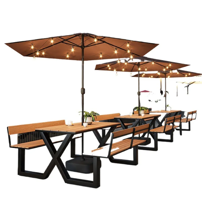 Outdoor tables and chairs Courtyard Square Snack Street Cafe Park Commercial outdoor sunscreen dining table